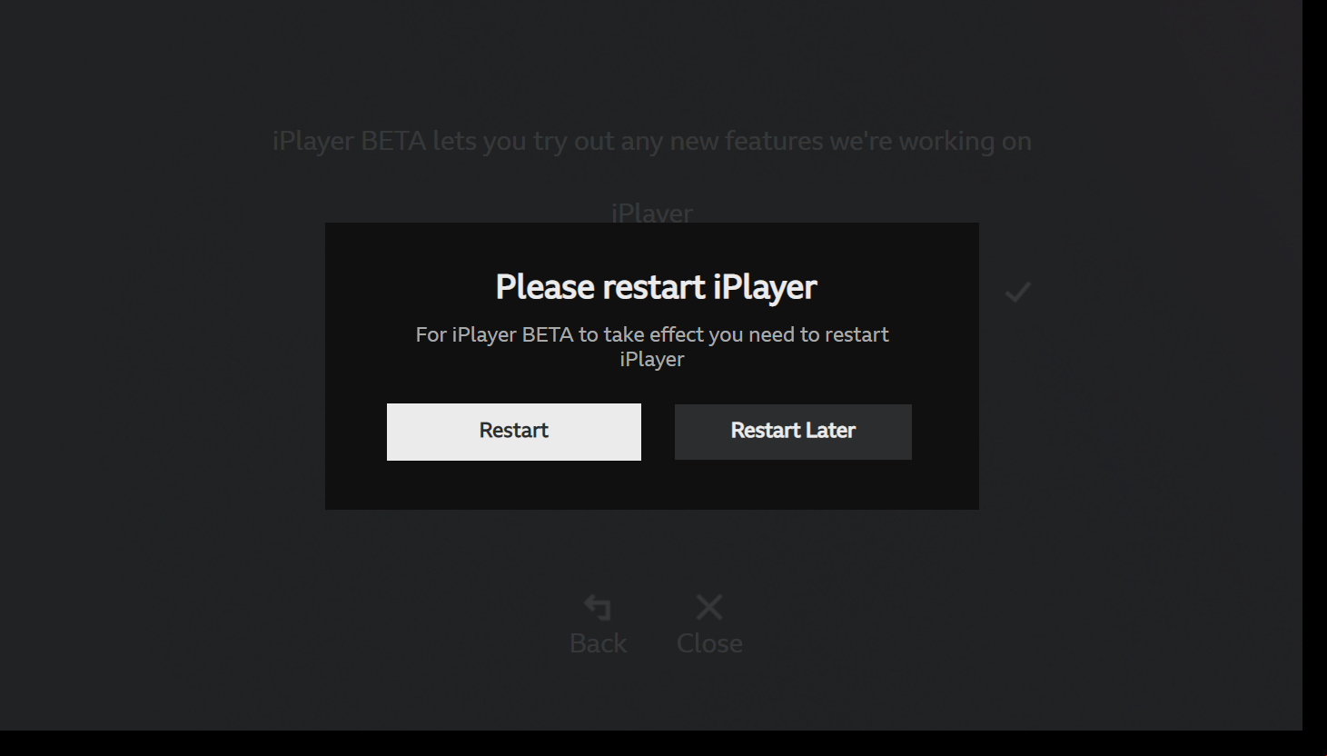 Image showing the Restart notification. The Restart button is highlighted